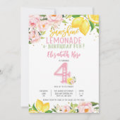 Lemon Floral Kids Birthday Invitation 招待状 (正面)