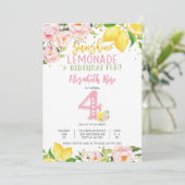 Lemon Floral Kids Birthday Invitation 招待状 (スタンド正面)