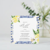 Lemon Floral Mediterranean Bridal Shower 招待状 (スタンド正面)