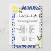 Lemon Floral Mediterranean Bridal Shower game 招待状 (正面)