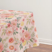 Lemon  Floral pink Peony rustic Pattern  テーブルクロス (インサイチュ)