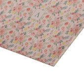 Lemon  Floral pink Peony rustic Pattern monogram カッティングボード (角)