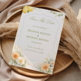 Lemon Floral Soft Announcement セーブザデート