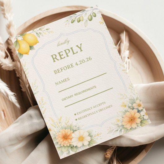 Lemon Floral Soft Response 出欠カード