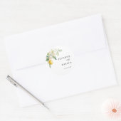 Lemon Floral Wedding Favor ラウンドシール (封筒)