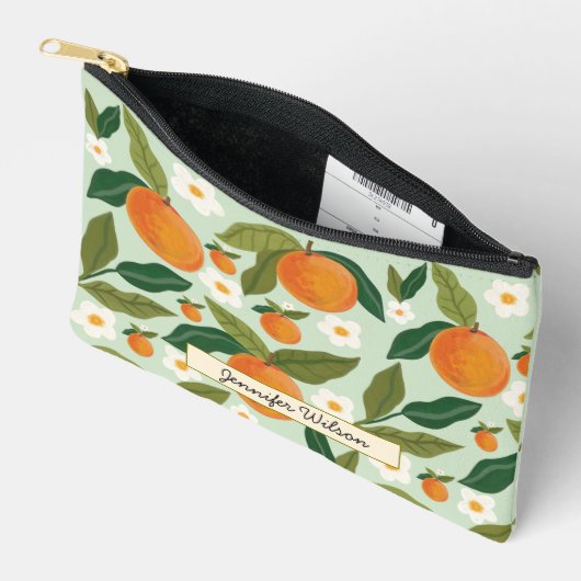 Lemon Garden Pattern Insulated アクセサリーポーチ (見開き)