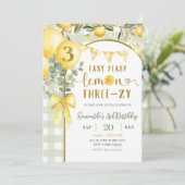 Lemon Gingham 3rd birthday invitation 招待状 (スタンド正面)