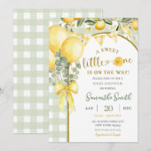 Lemon Gingham baby shower invitation 招待状 (正面/裏面)