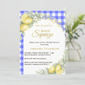 Lemon gingham blue main squeeze bow Bridal Shower 招待状 (スタンド正面)