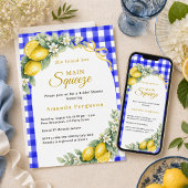 Lemon gingham blue main squeeze bow Bridal Shower 招待状