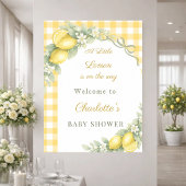 Lemon gingham bow welcome Baby Shower ポスター
