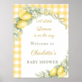 Lemon gingham bow welcome Baby Shower ポスター (正面)