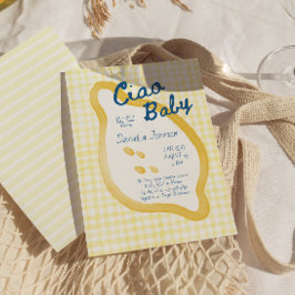Lemon Gingham Ciao Baby Shower 招待状