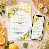 Lemon gingham love laughter bow Bridal Shower 招待状