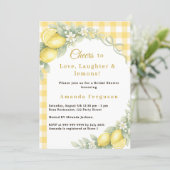 Lemon gingham love laughter bow Bridal Shower 招待状 (スタンド正面)