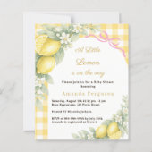 Lemon gingham pink bow girl Baby Shower invitation (正面)