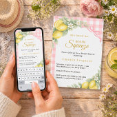 Lemon gingham pink main squeeze bow Bridal Shower 招待状
