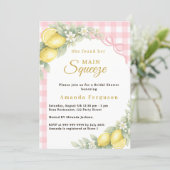 Lemon gingham pink main squeeze bow Bridal Shower 招待状 (スタンド正面)