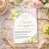 Lemon gingham squeeze pink bow girl Baby Shower 招待状
