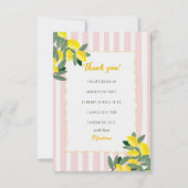 Lemon Graduation Thank You Card Pink Stripe Citrus 招待状 (正面)