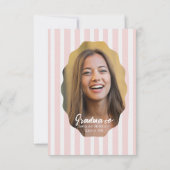 Lemon Graduation Thank You Card Pink Stripe Citrus 招待状 (裏面)