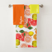 Lemon green orange citrus Pattern name バスタオルセット (インサイチュ)
