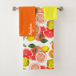 Lemon green orange citrus Pattern name バスタオルセット