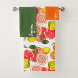 Lemon green orange citrus Pattern name バスタオルセット