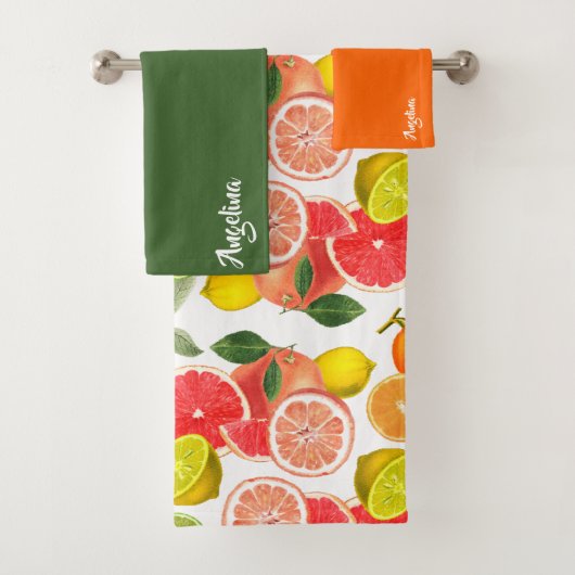 Lemon green orange citrus Pattern name バスタオルセット (インサイチュ)