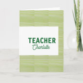 Lemon green white stripes teacher professor name c カード (正面)