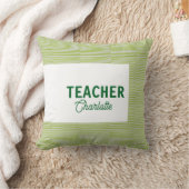 Lemon green white stripes teacher professor name c クッション (ブランケット)