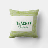 Lemon green white stripes teacher professor name c クッション (裏面)