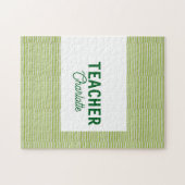 Lemon green white stripes teacher professor name c ジグソーパズル (横)