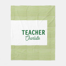Lemon green white stripes teacher professor name c フリースブランケット