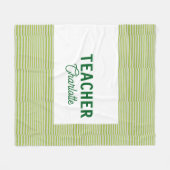 Lemon green white stripes teacher professor name c フリースブランケット (正面(横))
