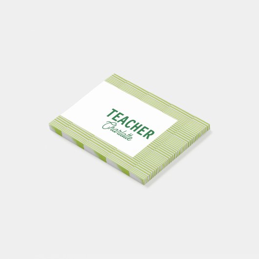 Lemon green white stripes teacher professor name c ポストイット (アングル)