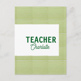 Lemon green white stripes teacher professor name c ポストカード