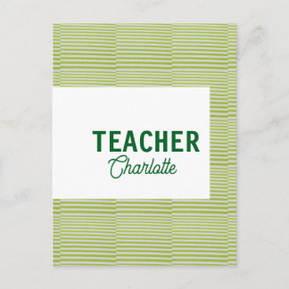 Lemon green white stripes teacher professor name c ポストカード