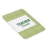 Lemon green white stripes teacher professor name c マグネット (右側)