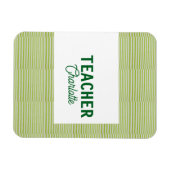 Lemon green white stripes teacher professor name c マグネット (横)