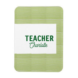 Lemon green white stripes teacher professor name c マグネット