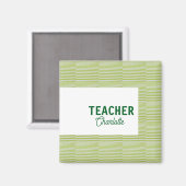 Lemon green white stripes teacher professor name c マグネット (正面/裏面)