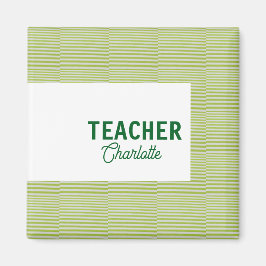 Lemon green white stripes teacher professor name c マグネット