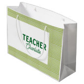 Lemon green white stripes teacher professor name c ラージペーパーバッグ (裏面アングル)