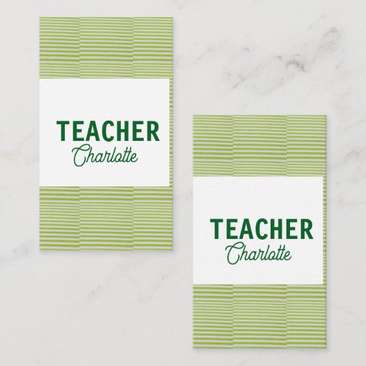 Lemon green white stripes teacher professor name c 名刺 (正面/裏面)