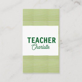 Lemon green white stripes teacher professor name c 名刺