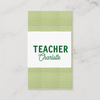 Lemon green white stripes teacher professor name c 名刺