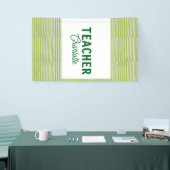 Lemon green white stripes teacher professor name c 横断幕 (トレードショー)