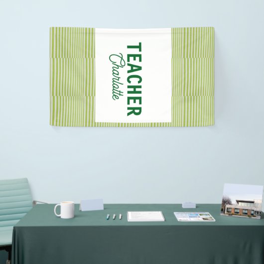 Lemon green white stripes teacher professor name c 横断幕 (トレードショー)
