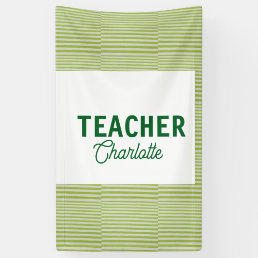 Lemon green white stripes teacher professor name c 横断幕 (縦)